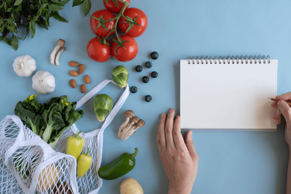 zöldségek és menü tervezés